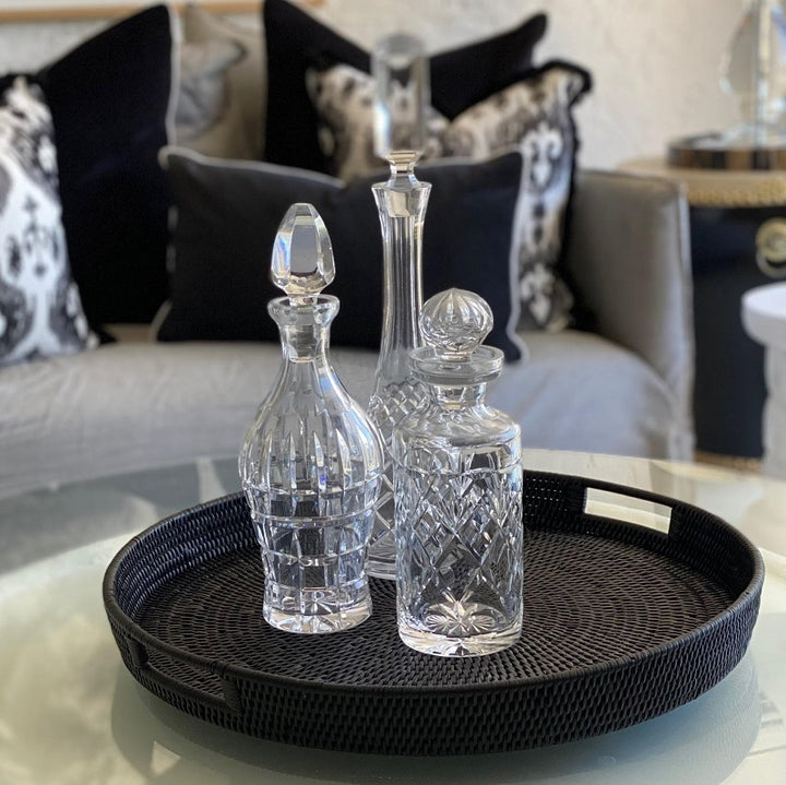 Caribbean Black Rattan Round Trays - The  Best Backyard