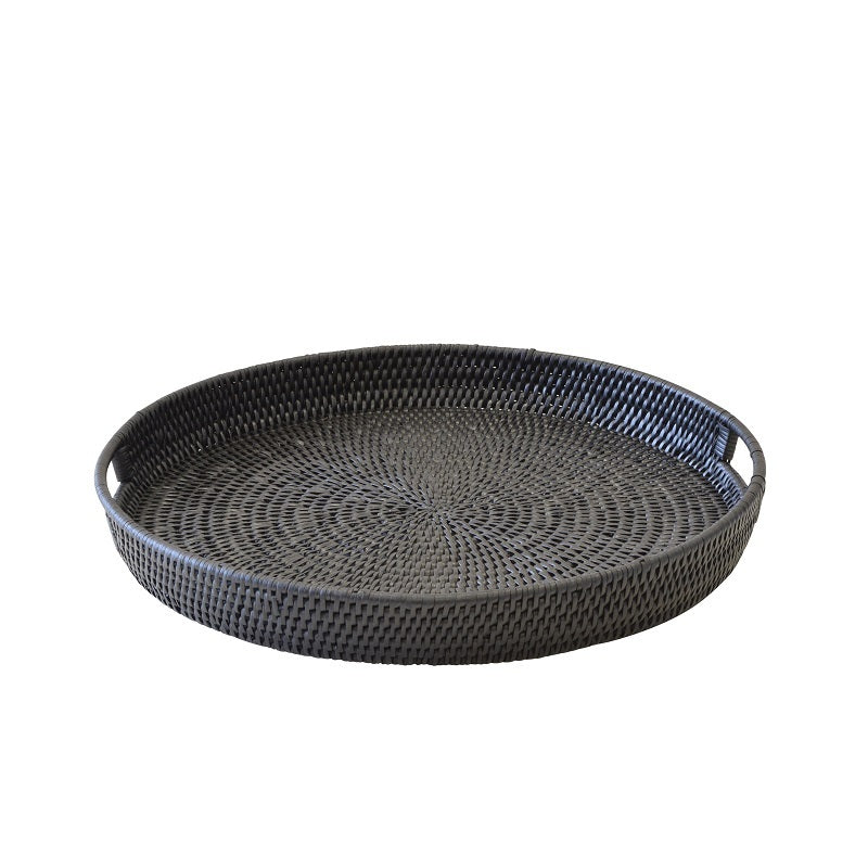 Caribbean Black Rattan Round Trays - The  Best Backyard