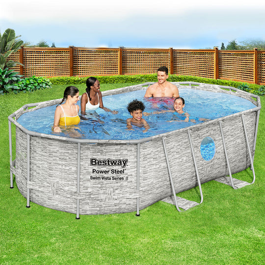 Pool 1m Bestway Steel Frame Above Ground Pool (4.27m x 2.5m x 1m / 7250L) - In ...