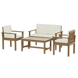 4-Steater Outdoor Lounge Set - Acacia Wood - White