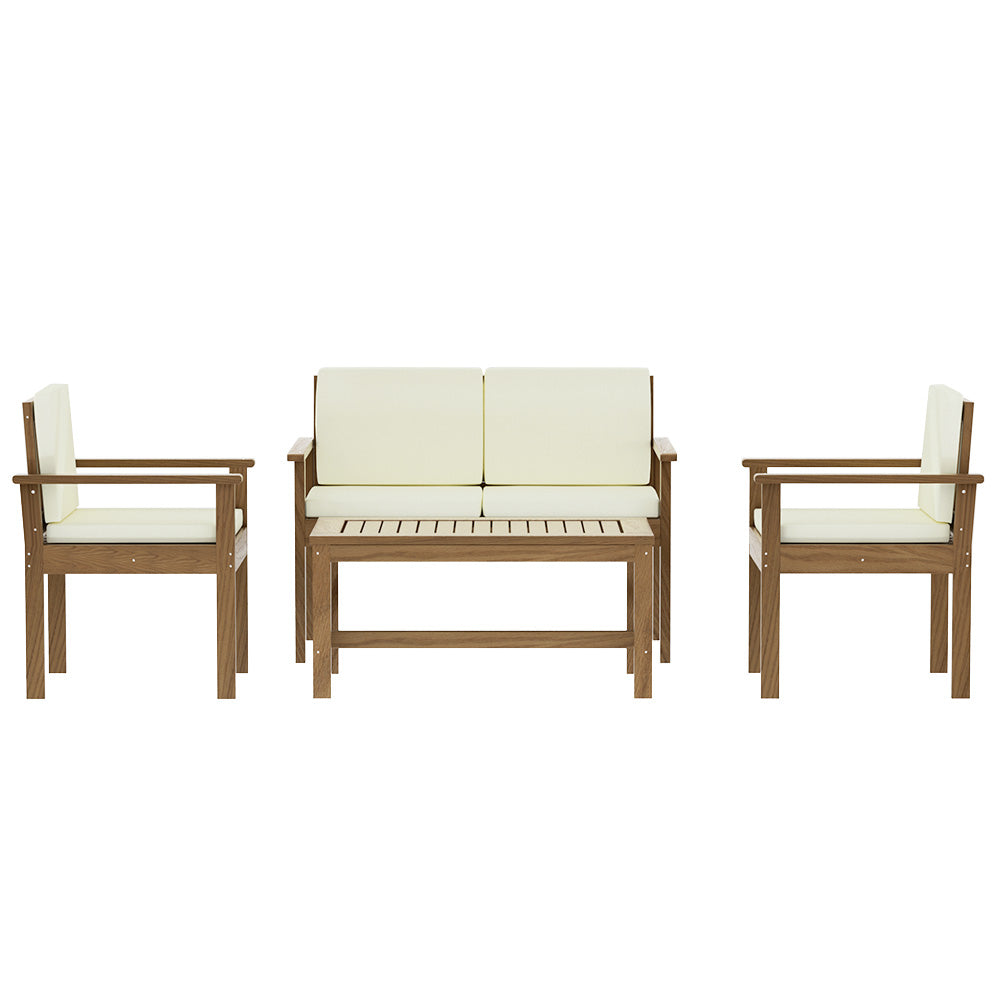 Outdoor Sofa Set 4-Seater Acacia Wood - White
