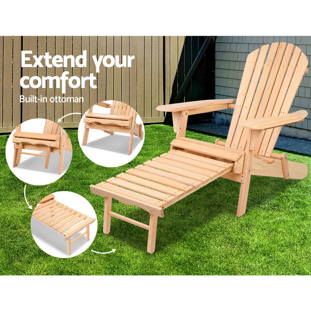 Double Adirondack Sun Lounges & Ottoman