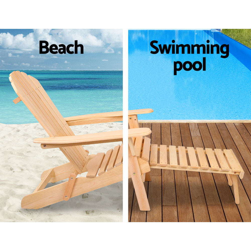 Double Adirondack Sun Lounges & Ottoman