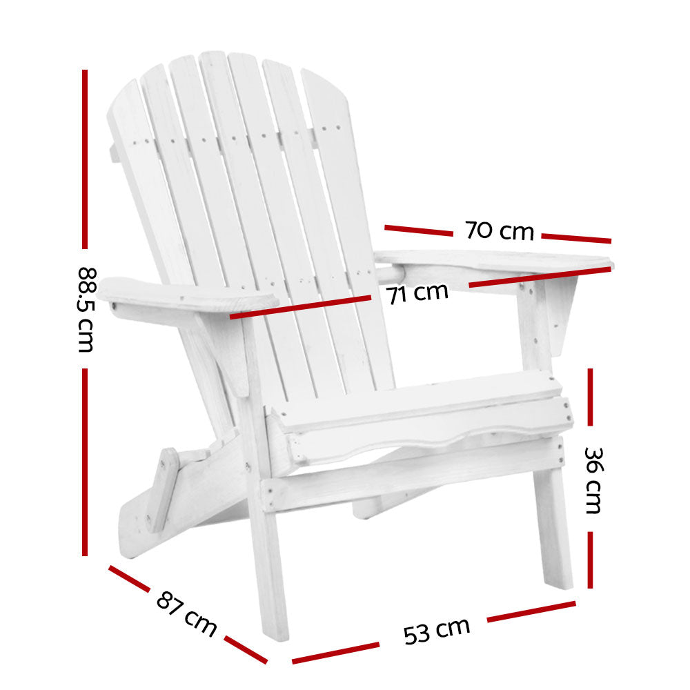 Outdoor Adirondack Beach Chair Wooden White