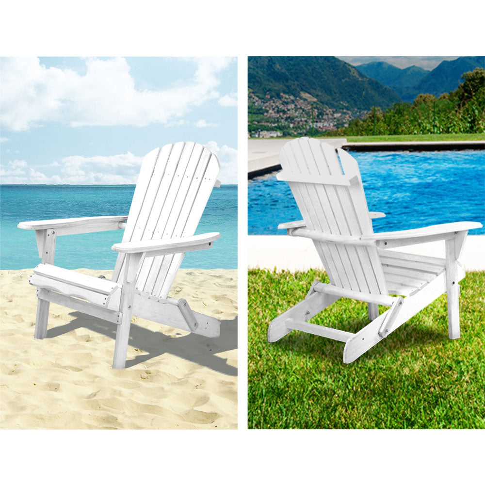 Outdoor Adirondack Beach Chair Wooden White