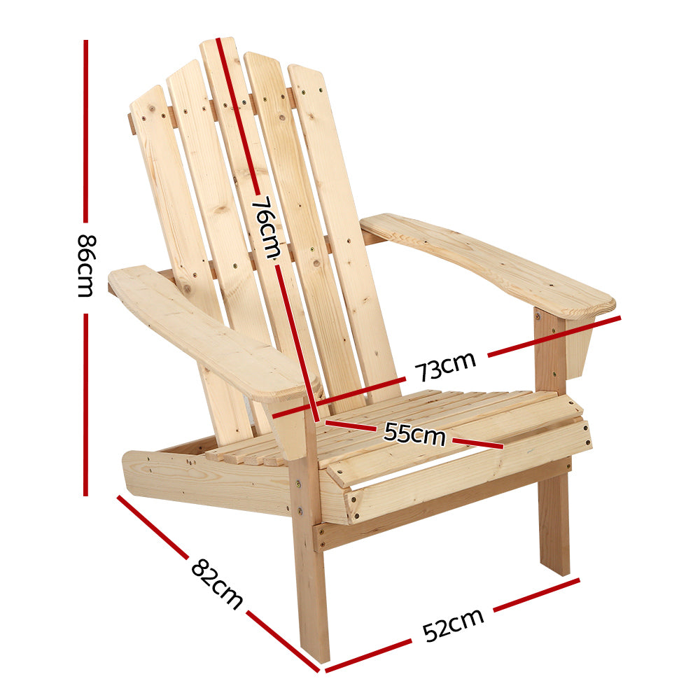 Gardeon  Chairs Table Setting Wooden Adirondack Patio Chair Light Wood Tone