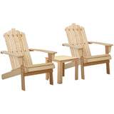 Gardeon 3pc Outdoor Adirondack Outdoor Table and Chairs Set - Wooden / Natural