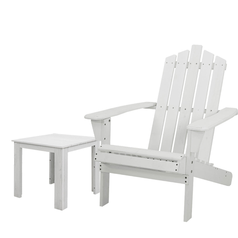 Outdoor Adirondack Deck Chair and Table White - The  Best Backyard