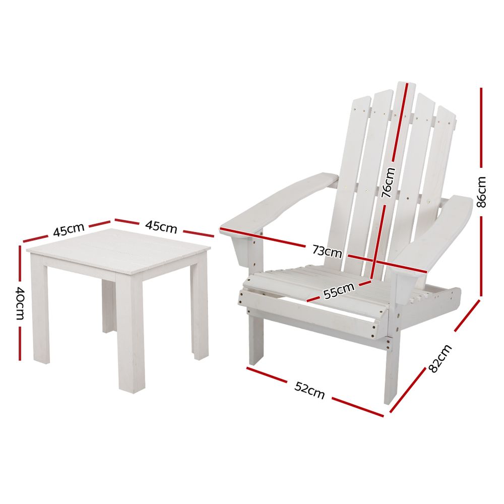 Outdoor Adirondack Deck Chair and Table White - The  Best Backyard