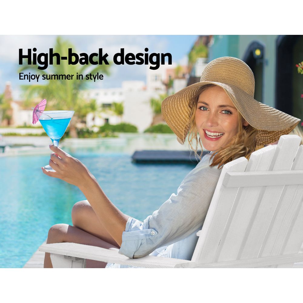 Outdoor Adirondack Deck Chair and Table White - The  Best Backyard