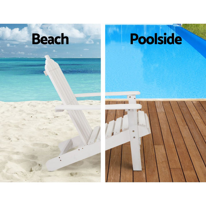 Outdoor Adirondack Deck Chair and Table White - The  Best Backyard