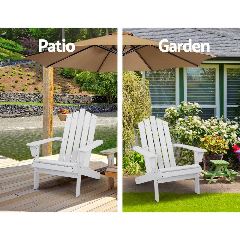Outdoor Adirondack Deck Chair and Table White - The  Best Backyard