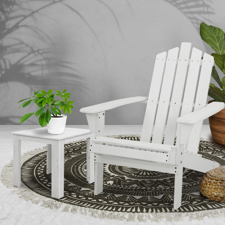 Outdoor Adirondack Deck Chair and Table White - The  Best Backyard