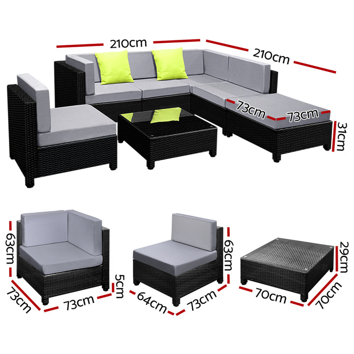Bondi 7pc Wicker Outdoor Lounge & Coffee Table Set (inc additional covers)