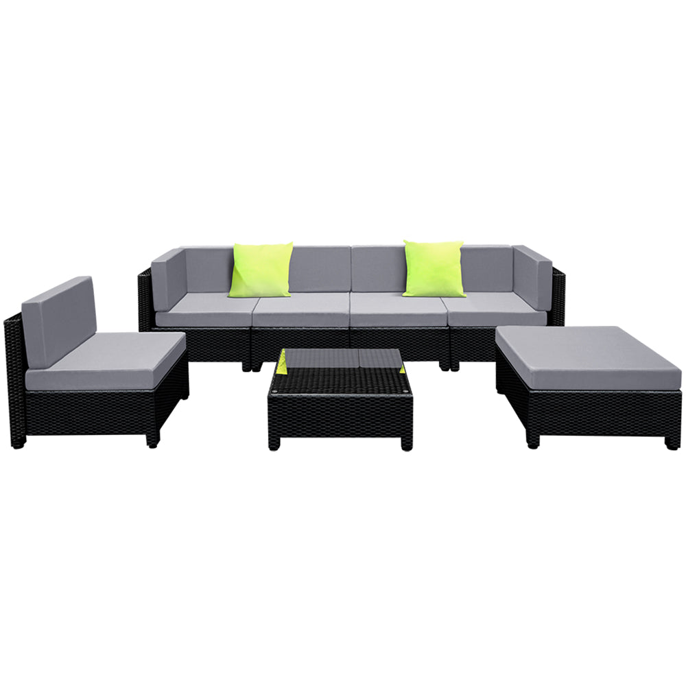 Bondi 7pc Wicker Outdoor Lounge & Coffee Table Set (inc additional covers)