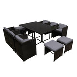 Gardeon 11 Piece Wicker Outdoor Dining Set - Black