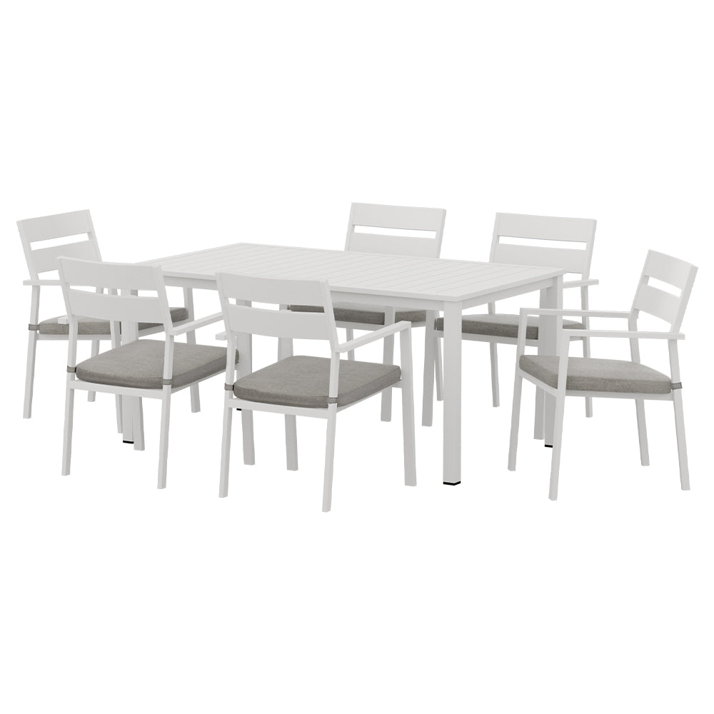 7 Piece Outdoor Dining Set Aluminum Table Dining Chairs