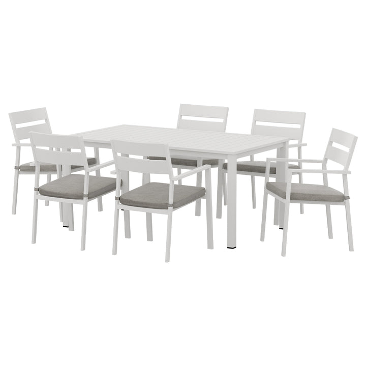 7 Piece Outdoor Dining Set Aluminum Table Dining Chairs