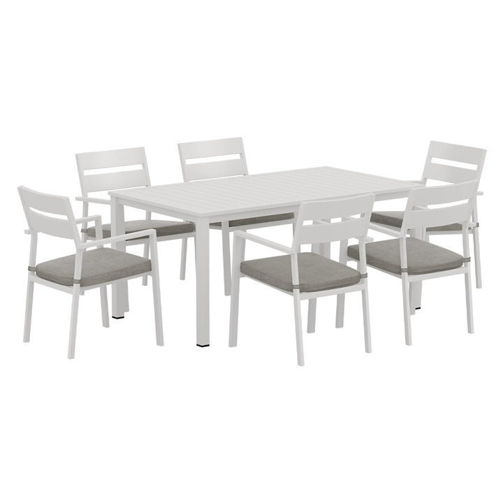 7 Piece Outdoor Dining Set Aluminum Table Dining Chairs
