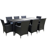 Lennox 9 Piece Outdoor Dining Set - Black