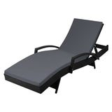 Black Sun Lounge with Charcoal Cushion - Adjustable