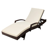 Outdoor Wicker Sun Lounge - Cream Cushion
