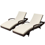 Bedarra Sun Lounge Set - Rattan with White Cushion (x2)