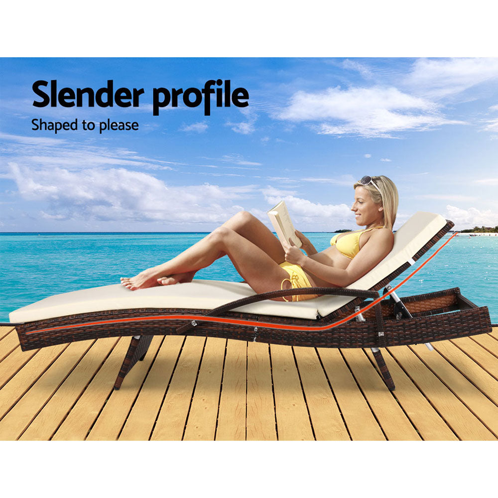 Bedarra Sun Lounge Rattan White x 2