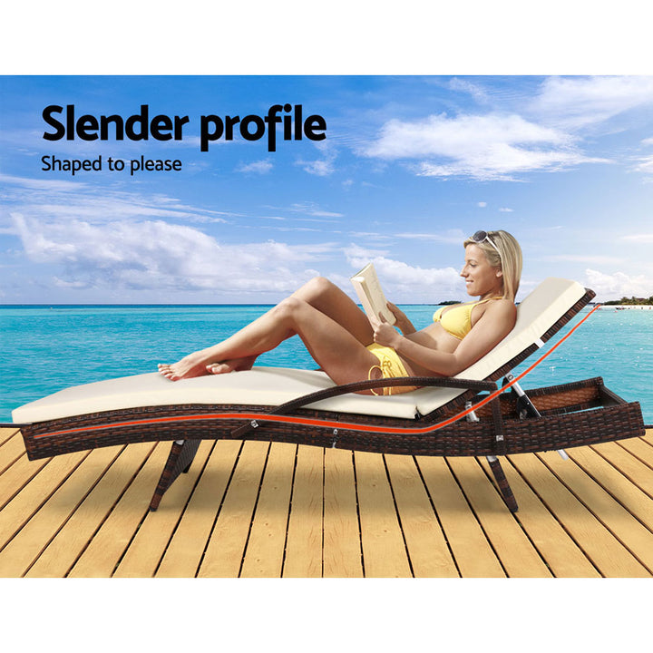 Bedarra Sun Lounge Rattan White x 2