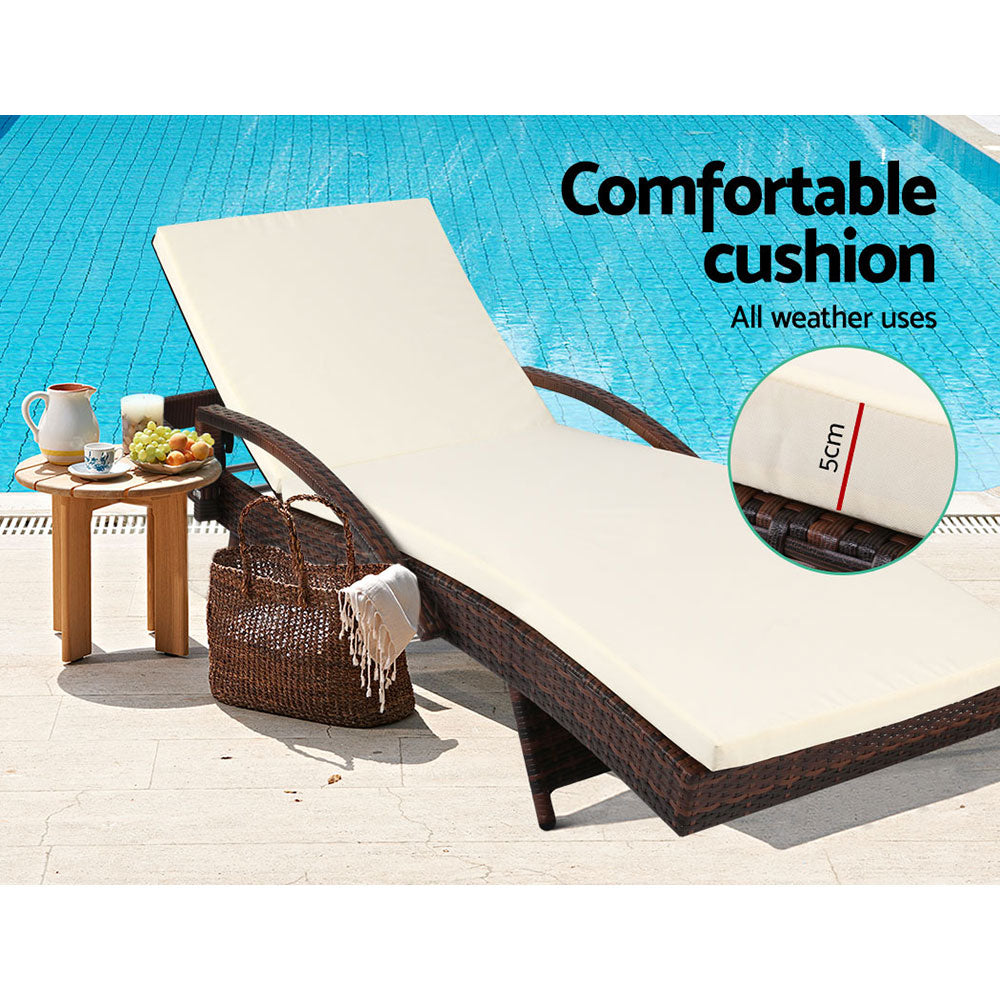 Bedarra Sun Lounge Rattan White x 2