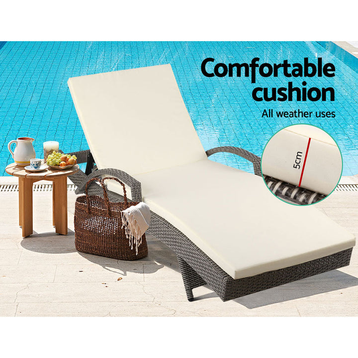 Outdoor Sun Lounge - Beige Cushion