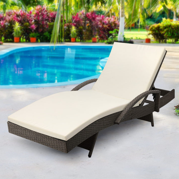 Outdoor Sun Lounge - Beige Cushion