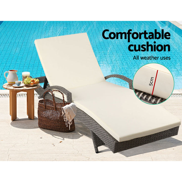 Bederra - Set of 2 Sun Lounges with Beige Cushion
