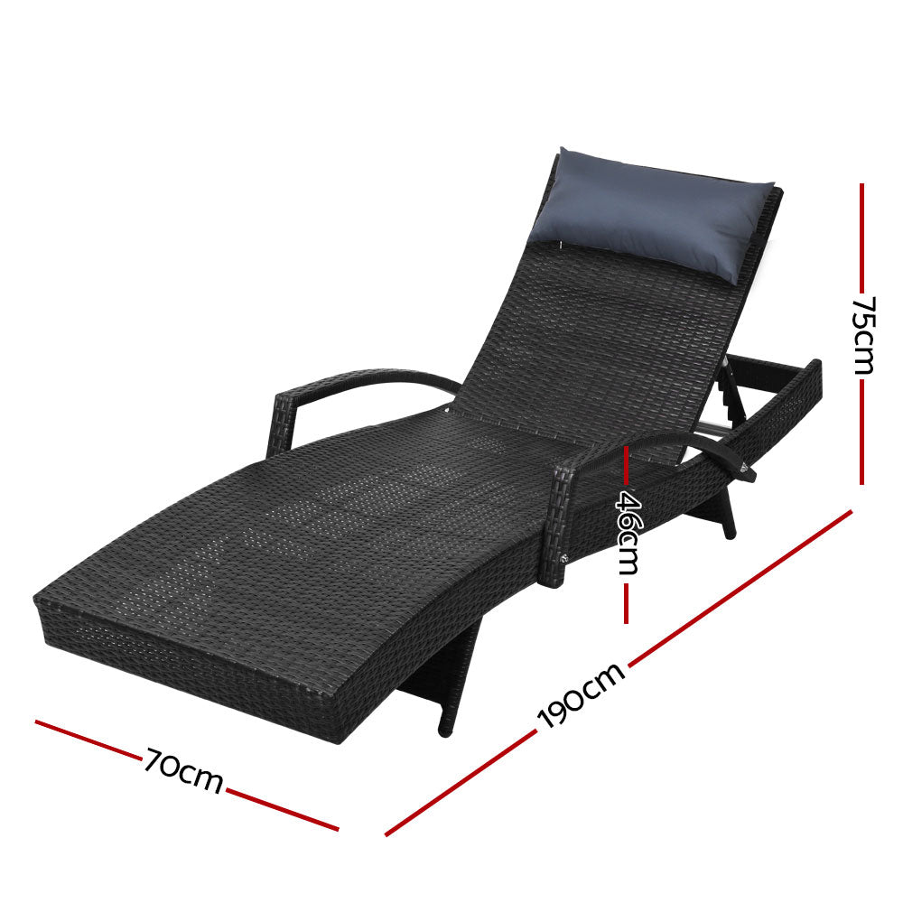 Venice Set of 2 Sun Lounge Patio Black