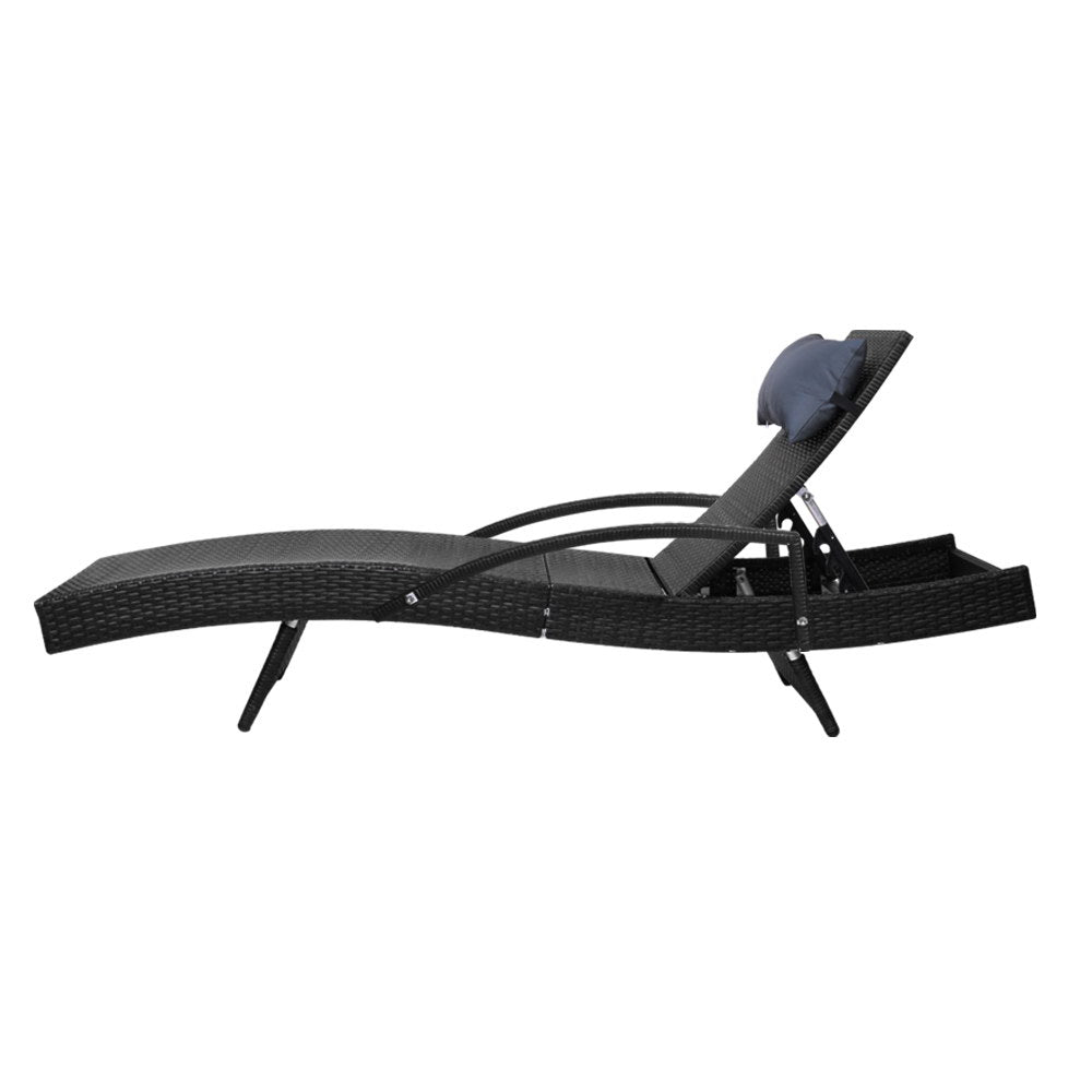 Venice Set of 2 Sun Lounge Patio Black