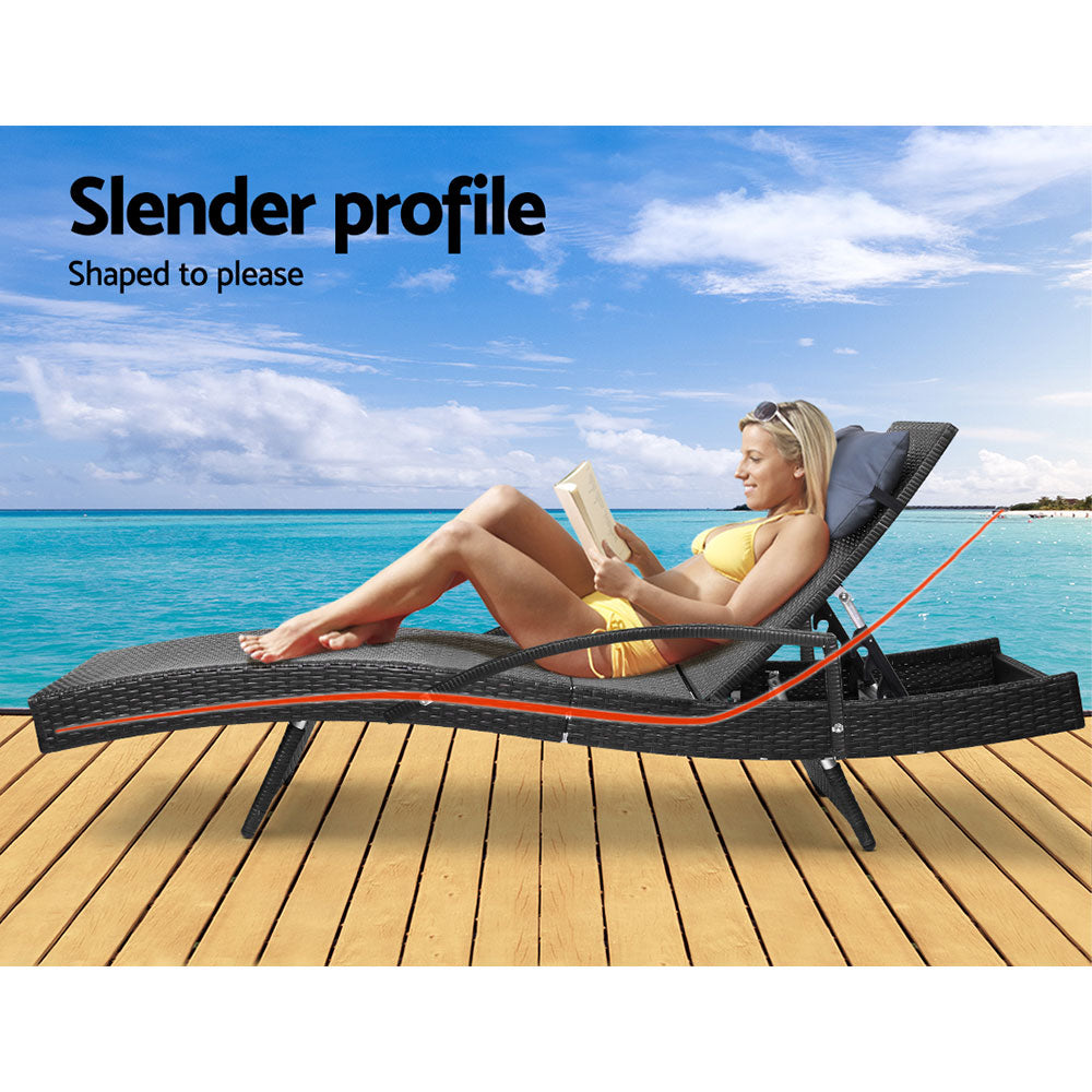 Venice Set of 2 Sun Lounge Patio Black