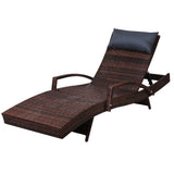 Gardeon Sun Lounge - Wicker with Adjustable Armrest - Brown