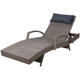 Gardeon Outdoor Sun Lounger with Pillow - Grey & Beige