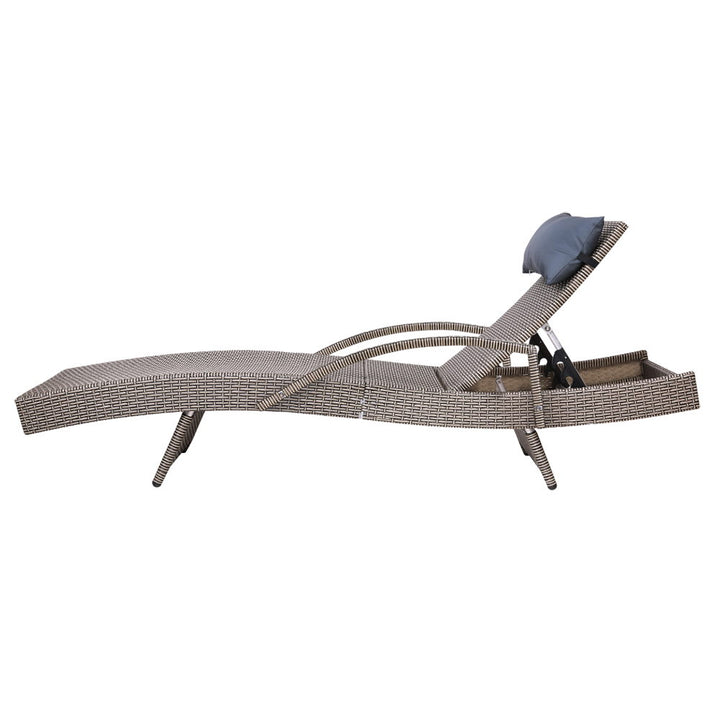 Gardeon Outdoor Sun Lounger with Pillow - Grey & Beige