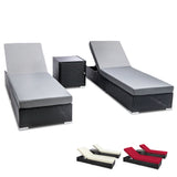 Gardeon Sun Lounge Set - Wicker Style with 3 Different Cushions - Includes Storage Cube / Table & Covers