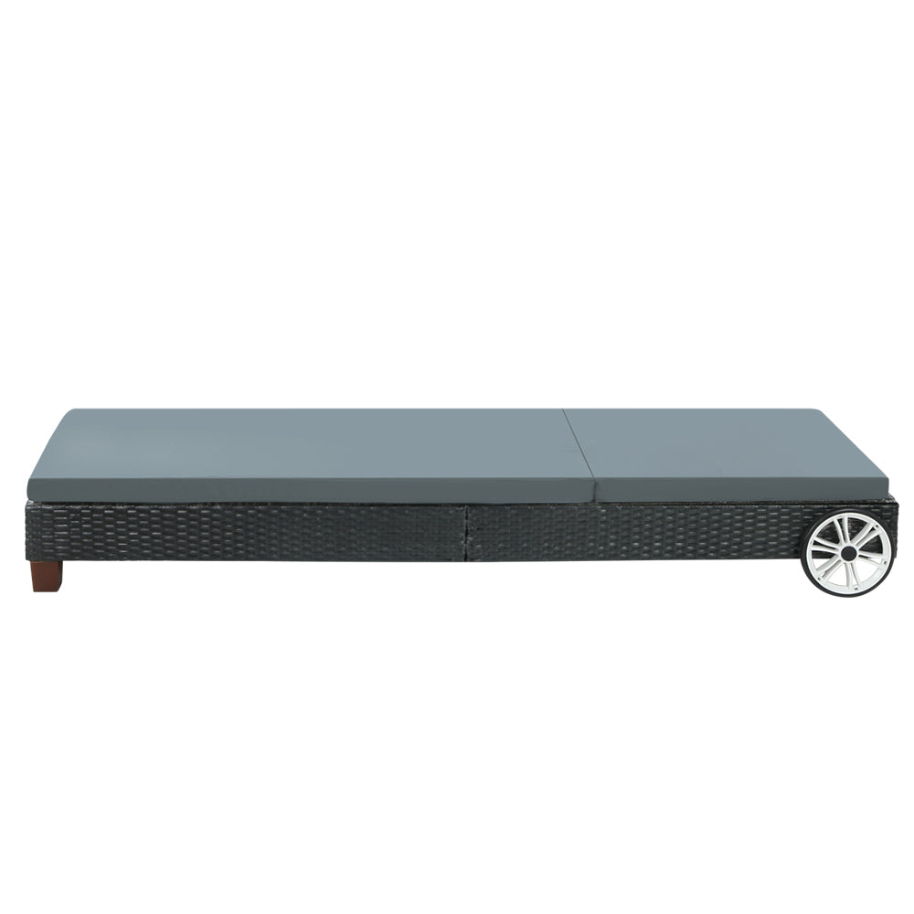 Gardeon Sun Lounge - Wicker - Grey Cushion