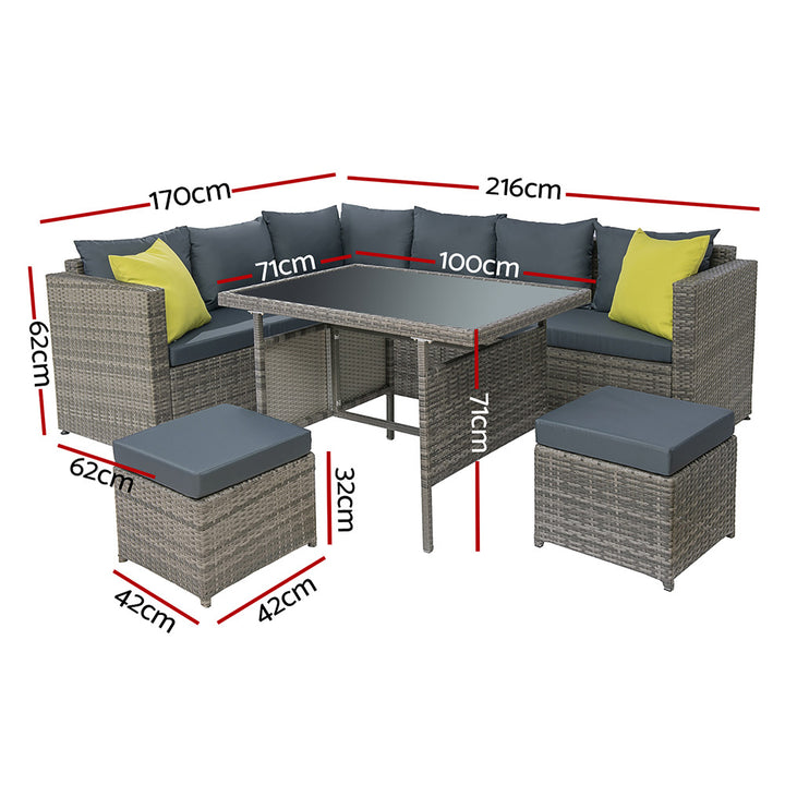 Outdoor Dining Set & Lounge - Grey