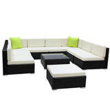 Gardeon 10pc Outdoor Lounge Set - Wicker Sofa & Chair Set (9 Seater)
