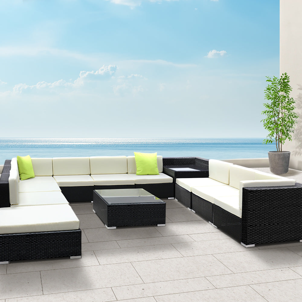 12 Piece Wicker Sofa and Coffee Table