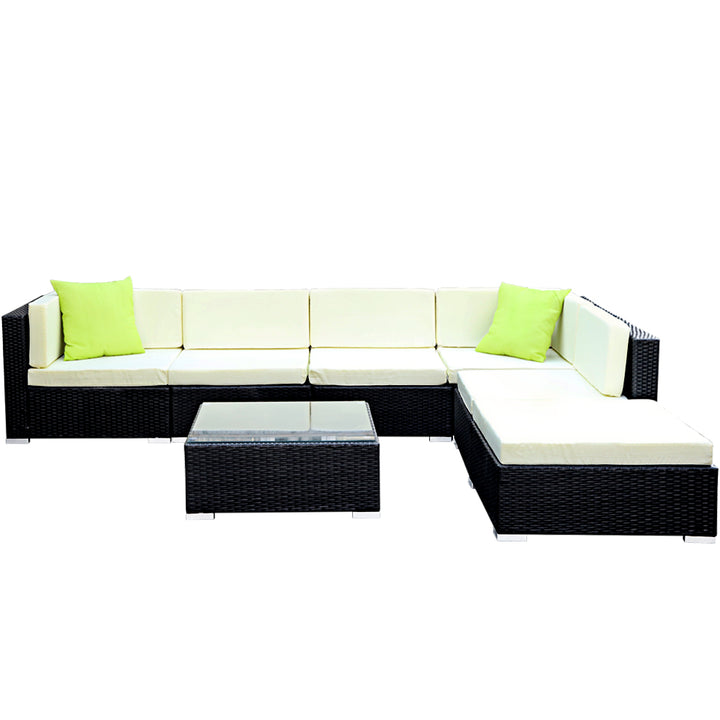 7 Piece Wicker Sofa and Coffee Table