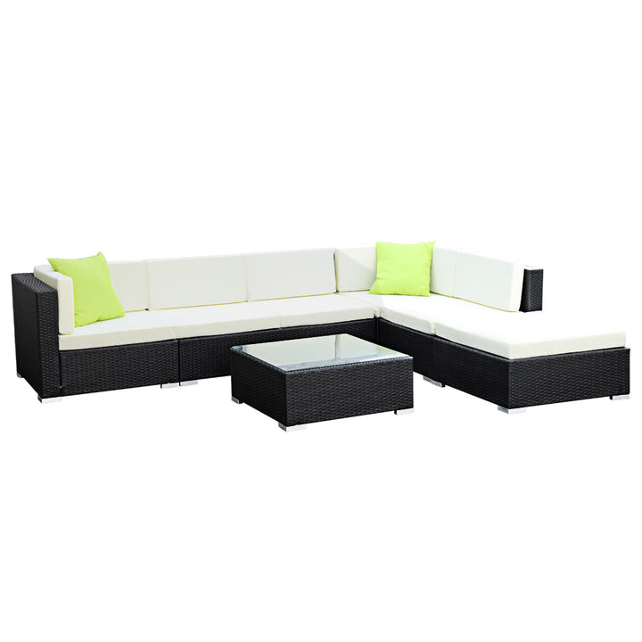 7 Piece Wicker Sofa and Coffee Table