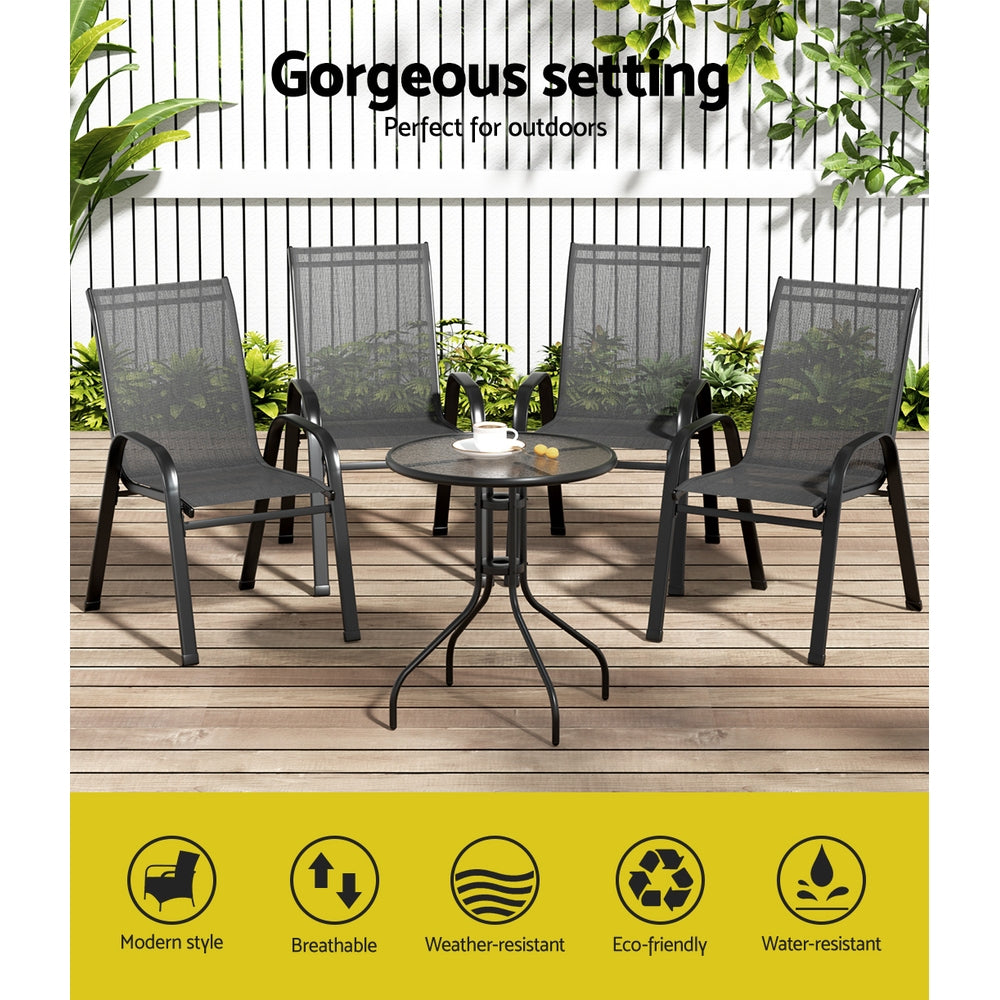 5pc Outdoor Stackable Bistro / Dining Set