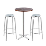 Gardeon 3pc Outdoor Bar Table & Stools - Adjustable / Aluminium