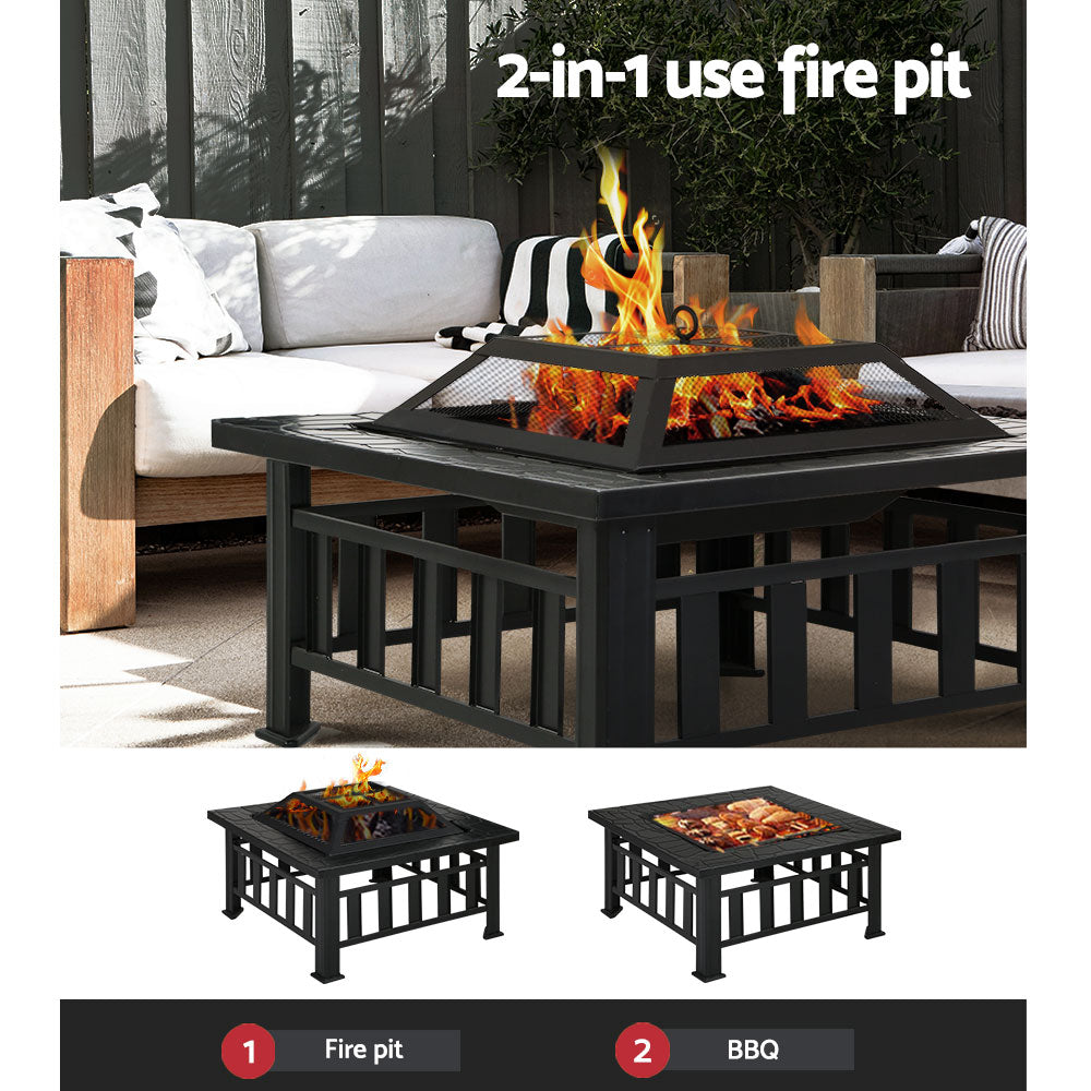 Fire Pit BBQ Table Grill Outdoor Fireplace