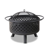 Fire Pit with BBQ Grill & Mesh Lid - Steel Construction - 30